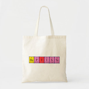 Baptiste periodic table name tote bag