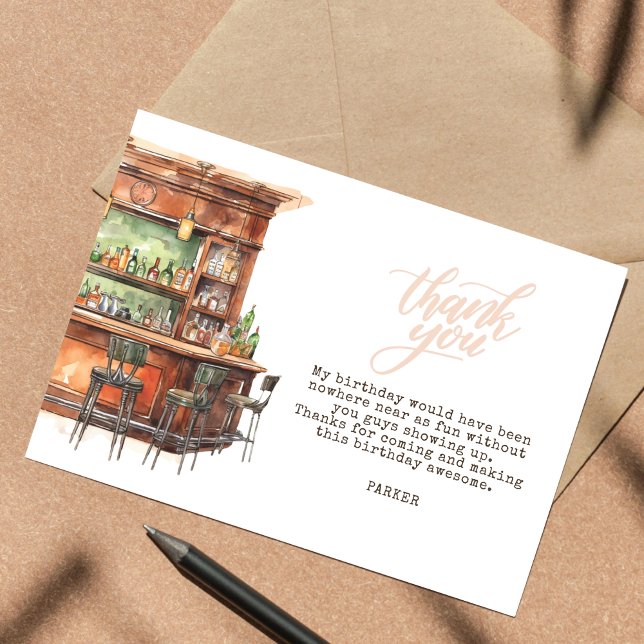 Bar Adult Birthday Any Age Thank You Card (Creator Uploaded)