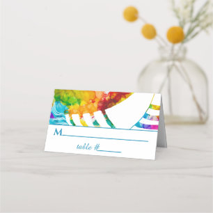 Bar an Bat Mitzvah Colourful Tallit Place Cards