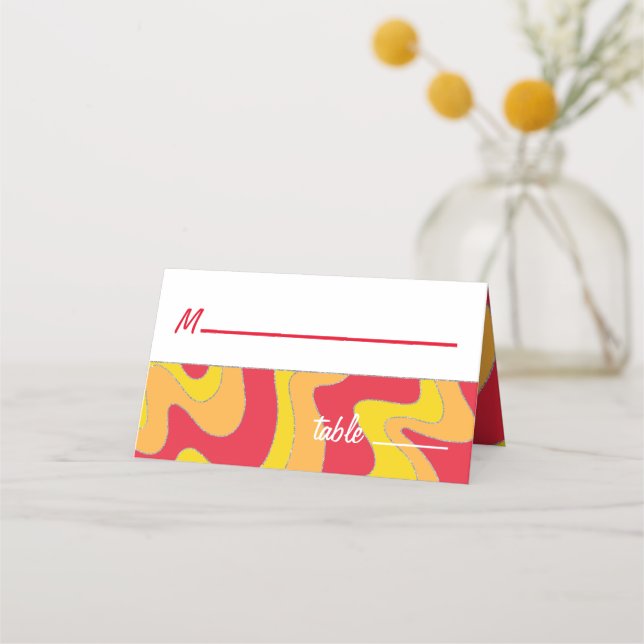 Bar an Bat Mitzvah Glittery Colour Place Card (Front)