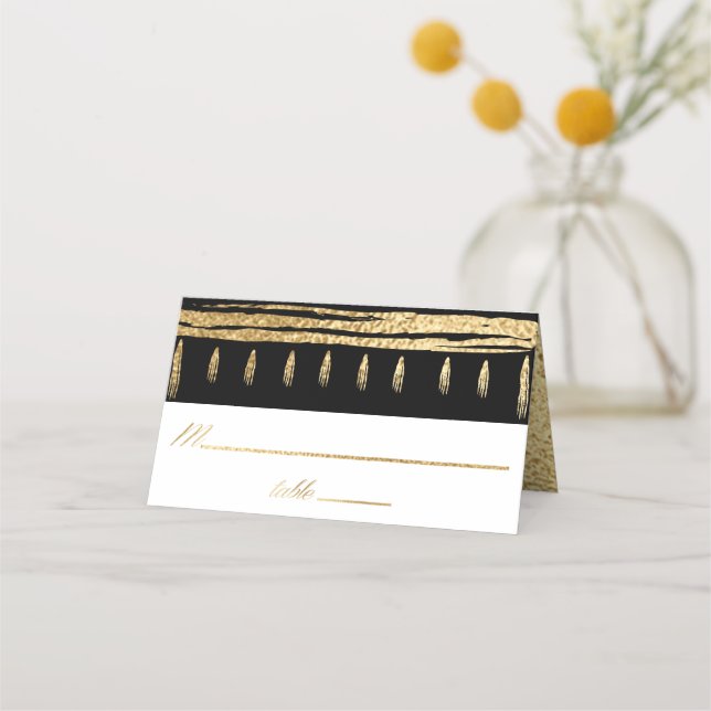Bar and Bat Mitzvah Gold Black Tallit Place Cards (Front)