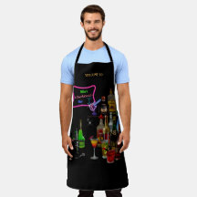 Bar Apron with your Name(s) on the Neon Sign