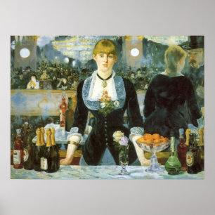 Bar at the Folies Bergere by Manet, Vintage Art Poster
