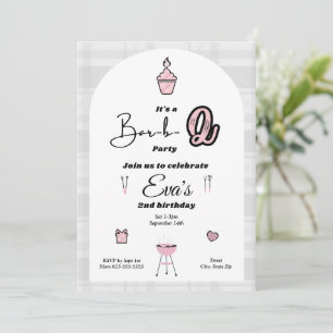 Bar-b-2 Pink Birthday Invitation