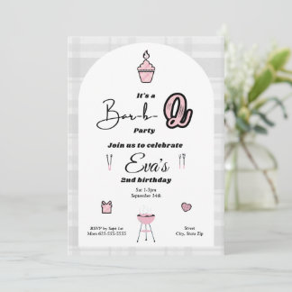 Bar-b-2 Pink Birthday Invitation