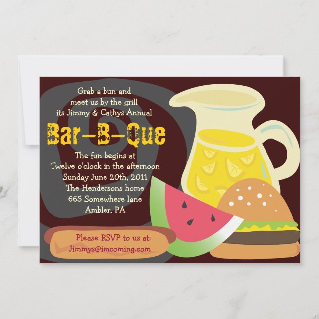 Bar-B-Que Summer Party Invitation (Front)