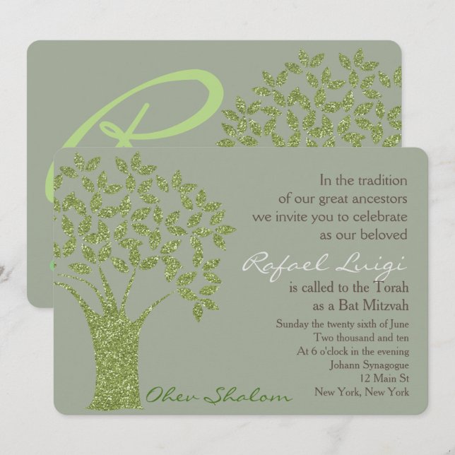 Bar Bat Bnai Tree of Life Mitzvah Invitation (Front/Back)