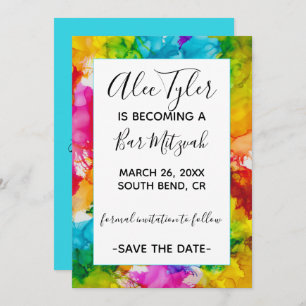 Bar Bat Mitzvah Colour Save the Date