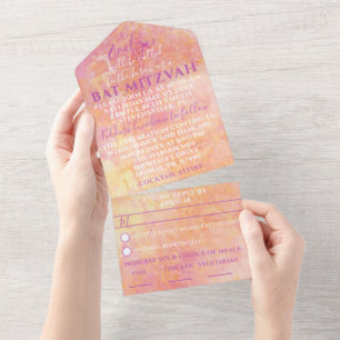 Bar Bat Mitzvah Flowery Subtle All In One Invitation