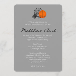 Bar Bat Mitzvah Invitation Basketball Theme