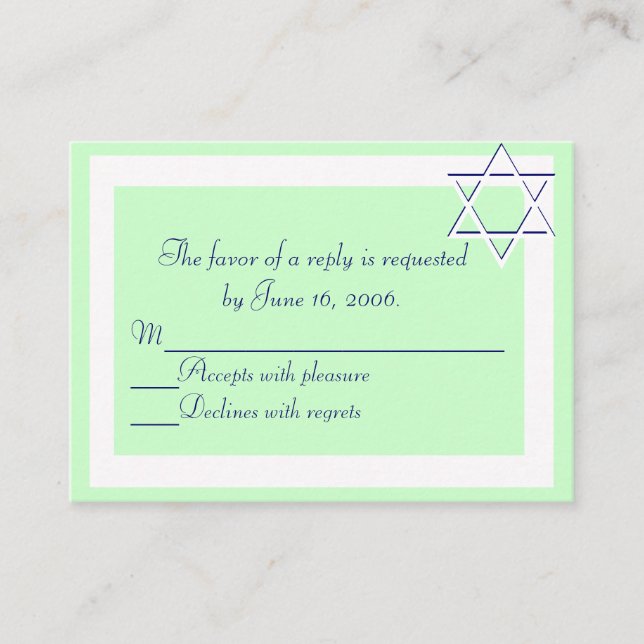 Bar/Bat Mitzvah Invitations Response Card (Front)