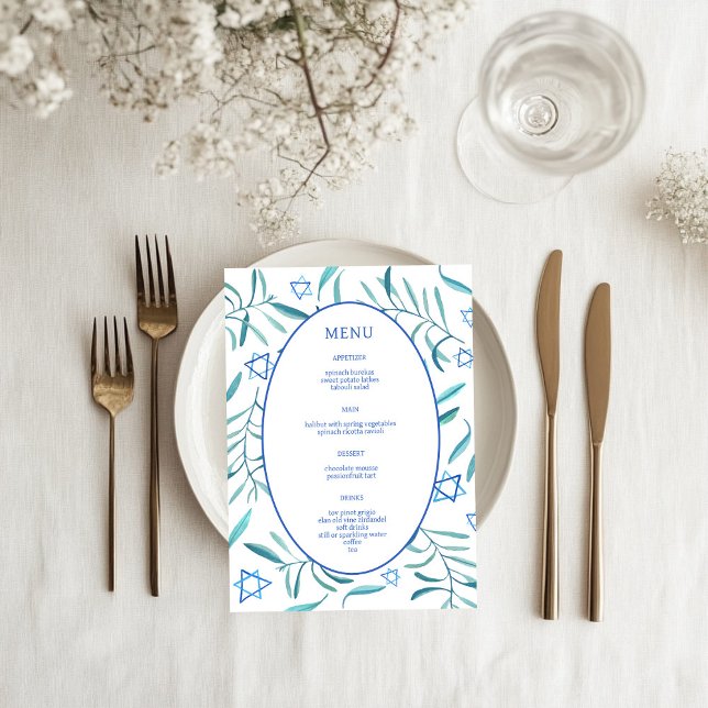 Bar Bat Mitzvah Jewish Wedding Botanicals Custom Menu (Bar Bat Mitzvah Jewish Wedding Botanicals Custom Menu
)