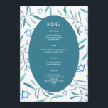 Bar Bat Mitzvah Jewish Wedding Botanicals Custom Menu<br><div class="desc">Perfect custom menu for a bat mitzvah, bar mitzvah or other Jewish celebration! Hand made watercolor art for you on the front and back side! FULLY CUSTOMIZABLE! Click on “Personalise” above to edit the text. Click "edit using design tool" to adjust the fonts, colours and placements and to delete the...</div>