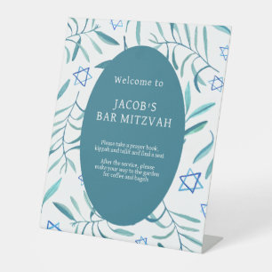 Bar Bat Mitzvah Jewish Wedding Botanicals Custom Pedestal Sign