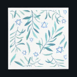 Bar Bat Mitzvah Jewish Wedding Hanukkah Watercolor Napkin<br><div class="desc">Perfect napkins for a bat mitzvah, bar mitzvah, jewish wedding, jewish holidays or other Jewish celebration! Hand made watercolor art for you! FULLY CUSTOMIZABLE! Click "edit using design tool" to add text, adjust colours and placements (or check my shop for designs with editable text). THANK YOU FOR SUPPORTING INDEPENDENT ARTISTS!...</div>