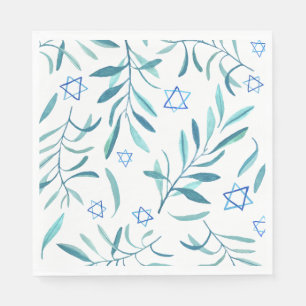 Bar Bat Mitzvah Jewish Wedding Hanukkah Watercolor Napkin