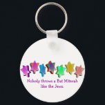 Bar/Bat Mitzvah Key Ring<br><div class="desc">Colourful Star of David design reads: Nobody throws a Bar (or Bat) Mitzvah like the Jews.</div>