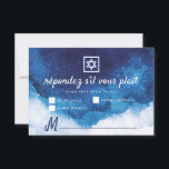 Bar Bat Mitzvah Modern Blue Watercolor RSVP Card<br><div class="desc">Composed of playful script and serif typography; All against a backdrop of blue watercolor background. 
 
 This is designed by Select Party Supplies,  exclusive for Zazzle.
 
 Available here:
 http://www.zazzle.com/store/selectpartysupplies</div>