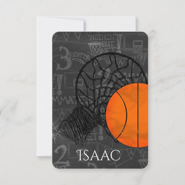 Bar Bat Mitzvah RSVP Card Basketball Theme (Front)