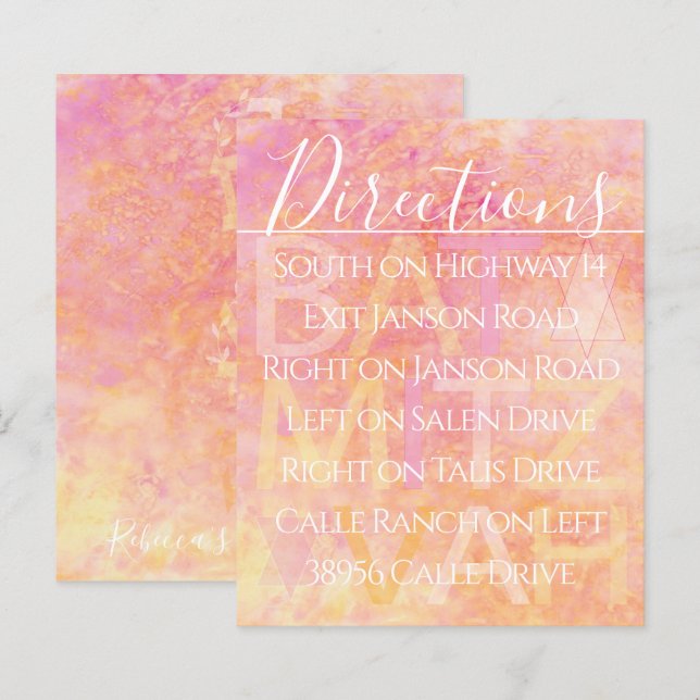 Bar Bat Mitzvah Simply Subtle Direction Card (Front/Back)