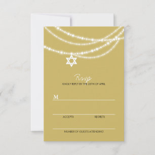 Bar / Bat Mitzvah Sparkles Star Of David RSVP Card