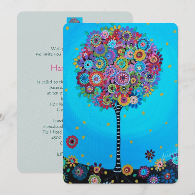 bar bat mitzvah TREE OF LIFE INVITATIONS (Front/Back)