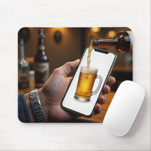 Bar Beer Bottle Pouring Beer Mouse Mat
