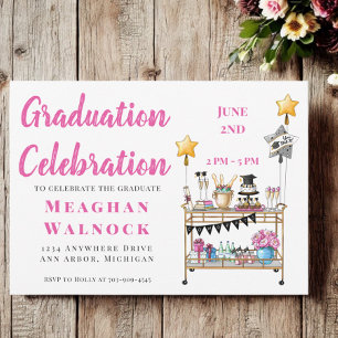 Bar Cart Graduation Party Invitation