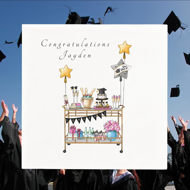 Bar Cart Graduation Script Napkin (Creator Uploaded)