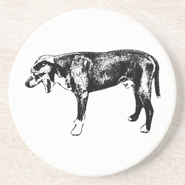 Bar Cart Yawn—Mini Dog Portrait Coaster (Front)