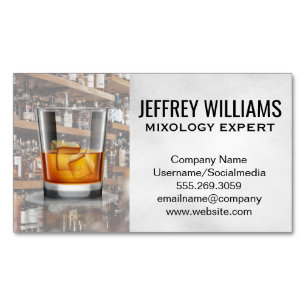 Bar Cocktail Drink Magnetic Business Card