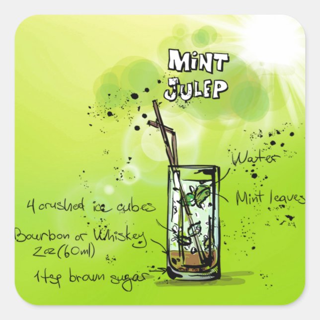 Bar Cocktail Recipe Square Sticker (Front)