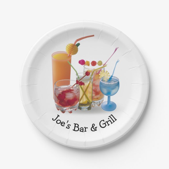 Bar Cocktails Collection  Paper Plate (Front)
