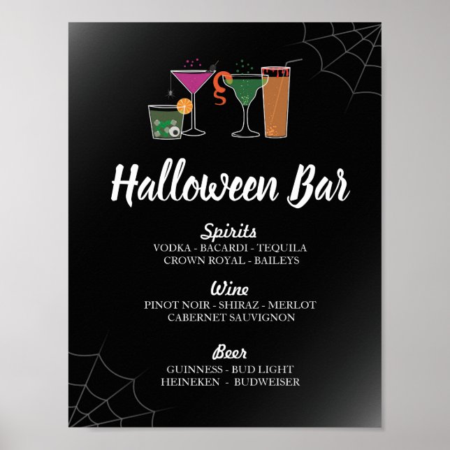Bar Cocktails Gothic Halloween Sign Party Drinks (Front)