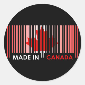 Bar Code Flag Colour CANADA Dark Design Classic Round Sticker