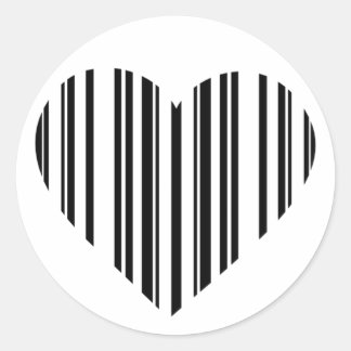 Bar Code Heart Classic Round Sticker