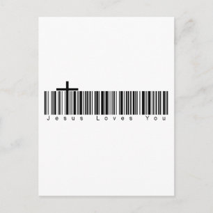 Bar Code Jesus Loves You Postcard
