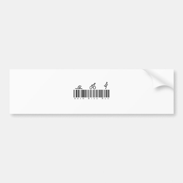 Bar Code Swim Bike Run Bumper Sticker (Front)