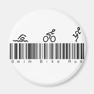 Bar Code Swim Bike Run Magnet