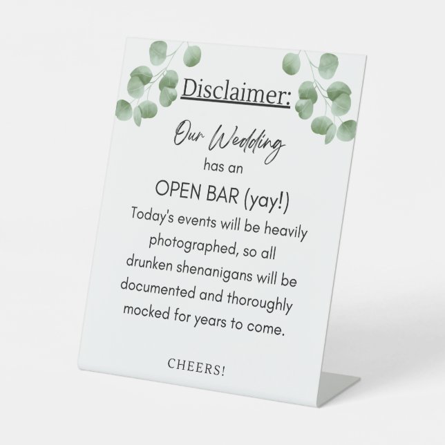 Bar Disclaimer Pedestal Sign (Front)