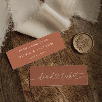 Bar Drink Ticket Wedding Beverage Token Card O100