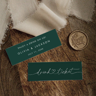 Bar Drink Ticket Wedding Beverage Token Card O100