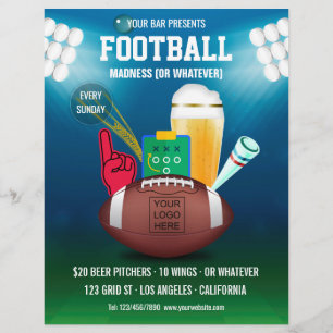 Bar Football Event Promo Menu add photo and logo