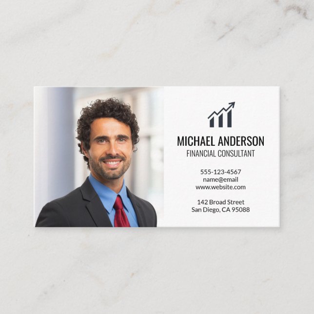 Bar Graph Finance Logo | Business Man Business Card (Front)