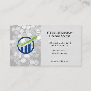 Bar Graph Financial   Coins Business Card