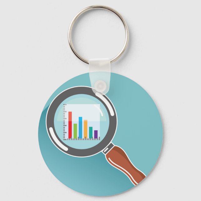 Bar Graph in Magnifying Glass Key Ring (Front)