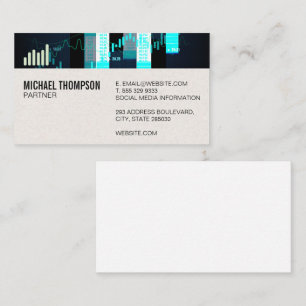 Bar Graph   Leather Texture   Black Abstract Business Card