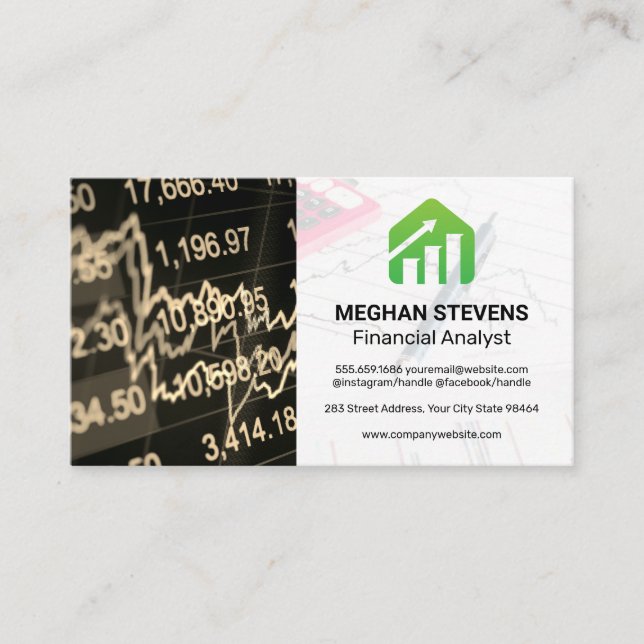 Bar Graph Stock Chart | Financial Reports Appointment Card (Front)