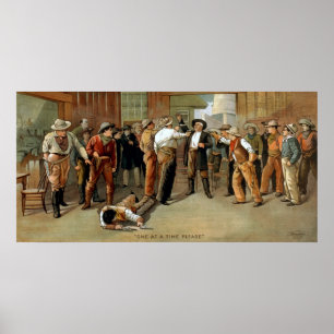 Bar gun fight scene from theatre poster