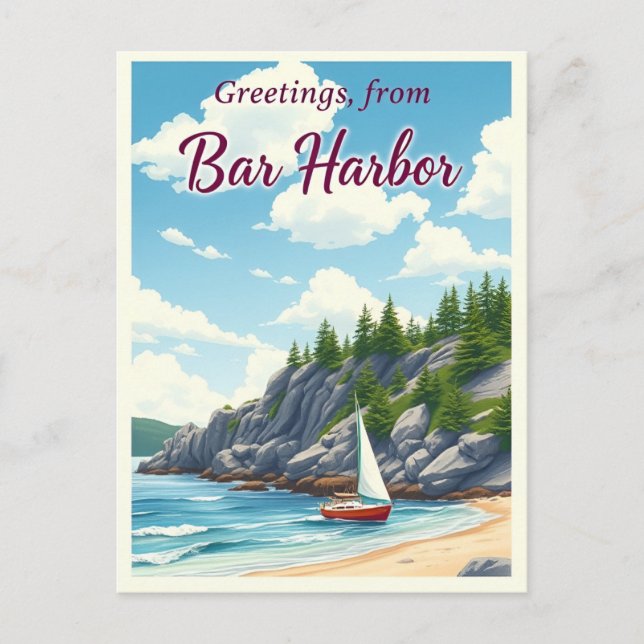 Bar Harbor, Maine – Acadia Coastlines Vintage Postcard (Front)
